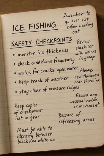 Margin notes next to a printed winter track card on a desk.