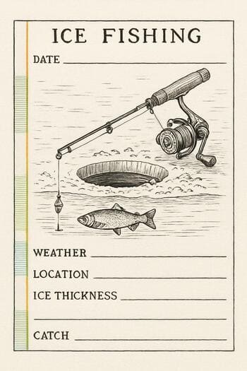 Highlighted margin lines in a winter journal using a few colours.