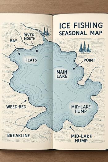 Open winter journal index spread with dates, labels and small symbols.
