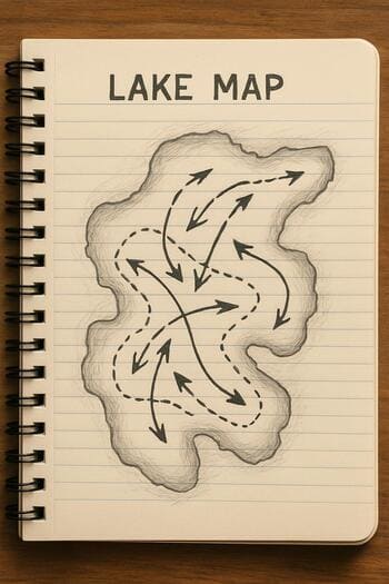 Notebook page with arrows linking early, mid and late winter lessons.