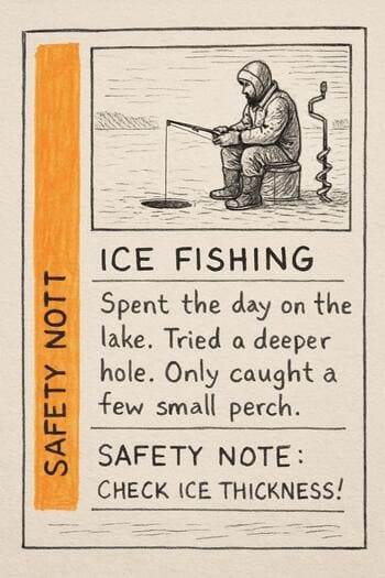 Orange exclamation mark drawn in the margin of a winter entry.