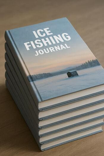 Stack of winter journals with one blank book ready for the next season.