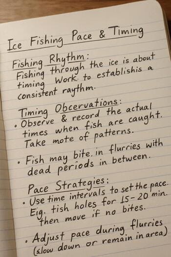 Close view of written notes adjusting winter practice pace for the month.