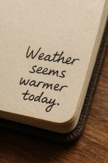 Corner of a winter journal page with a tiny three-line note.