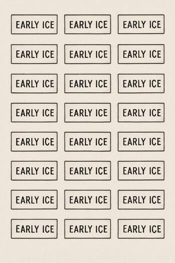 Sticker sheet with small early ice labels for a winter journal.